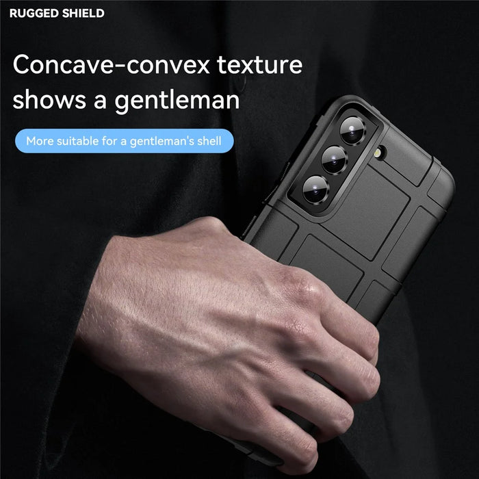 Rugged Square Grid Design Thickened Anti-Drop Anti-Fingerprint TPU Phone Case for Samsung Galaxy S22 5G - Black - 5