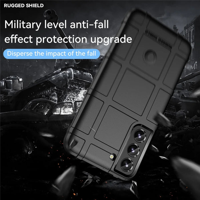 Rugged Square Grid Design Thickened Anti-Drop Anti-Fingerprint TPU Phone Case for Samsung Galaxy S22 5G - Black - 7