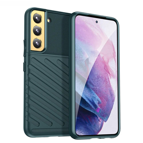Thunder Series Twill Design Anti-Scratch Anti-Fingerprint Soft TPU Mobile Phone Back Case Cover for Samsung Galaxy S22 5G - Green - 1