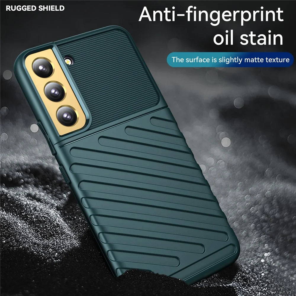 Thunder Series Twill Design Anti-Scratch Anti-Fingerprint Soft TPU Mobile Phone Back Case Cover for Samsung Galaxy S22 5G - Green - 5