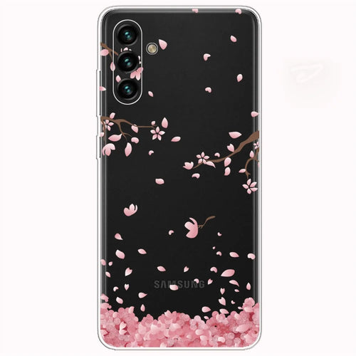 Pattern Printing Design Soft TPU Clear Phone Case for Samsung Galaxy A13 5G / A04s 4G (164.7mm) - Falling Flowers - 1