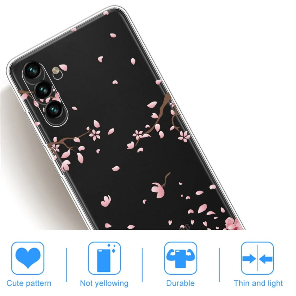 Pattern Printing Design Soft TPU Clear Phone Case for Samsung Galaxy A13 5G / A04s 4G (164.7mm) - Falling Flowers - 3