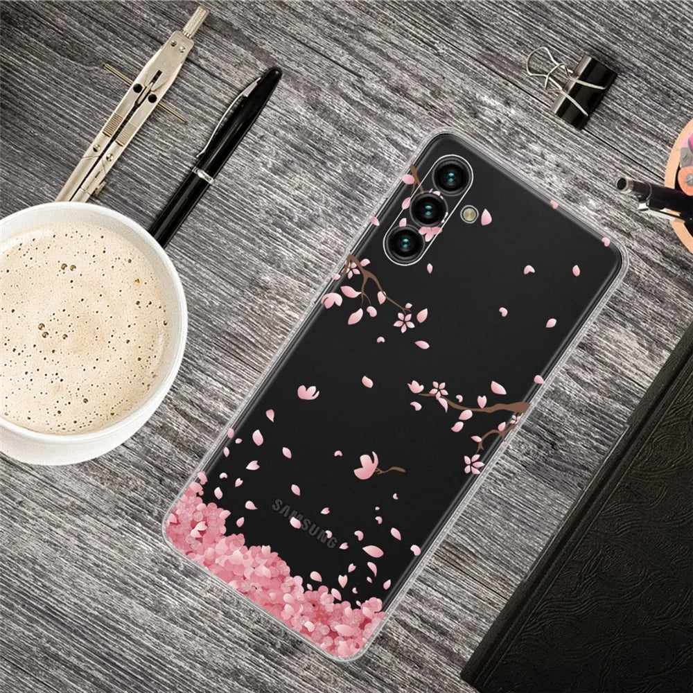 Pattern Printing Design Soft TPU Clear Phone Case for Samsung Galaxy A13 5G / A04s 4G (164.7mm) - Falling Flowers - 4