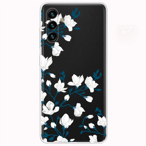 Pattern Printing IMD Soft TPU Slim Phone Protective Case Cover for Samsung Galaxy A13 5G / A04s 4G (164.7mm) - White Flowers - 1