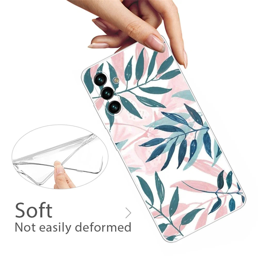 Pattern Printing Anti-drop Freely-twisted Soft TPU Mobile Phone Back Case Cover for Samsung Galaxy A13 5G / A04s 4G (164.7mm) - Leaf - 2