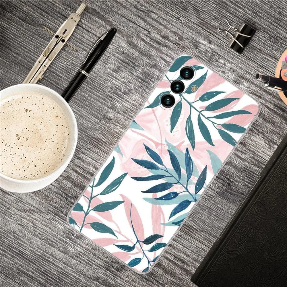 Pattern Printing Anti-drop Freely-twisted Soft TPU Mobile Phone Back Case Cover for Samsung Galaxy A13 5G / A04s 4G (164.7mm) - Leaf - 4