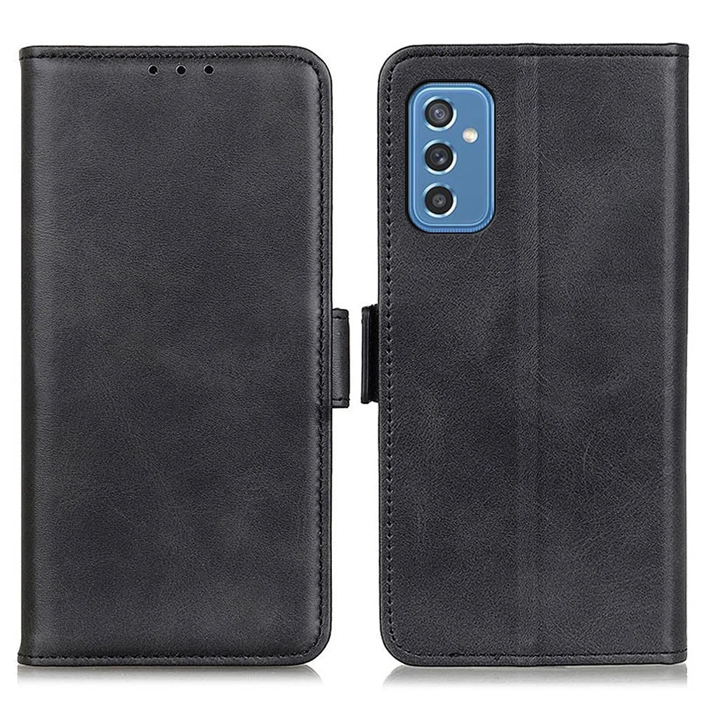 Shockproof Flip Cover Magnetic Closure Leather Wallet Stand Case for Samsung Galaxy M52 5G - Black - 1