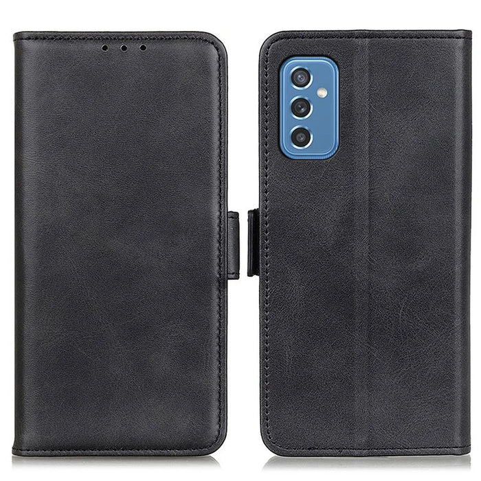Shockproof Flip Cover Magnetic Closure Leather Wallet Stand Case for Samsung Galaxy M52 5G - Black - 1