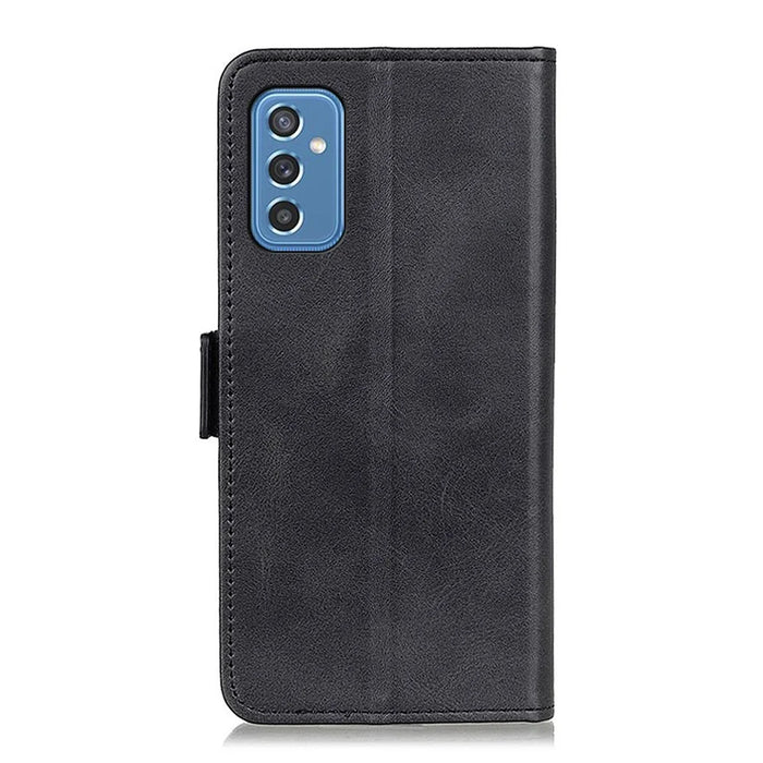 Shockproof Flip Cover Magnetic Closure Leather Wallet Stand Case for Samsung Galaxy M52 5G - Black - 3