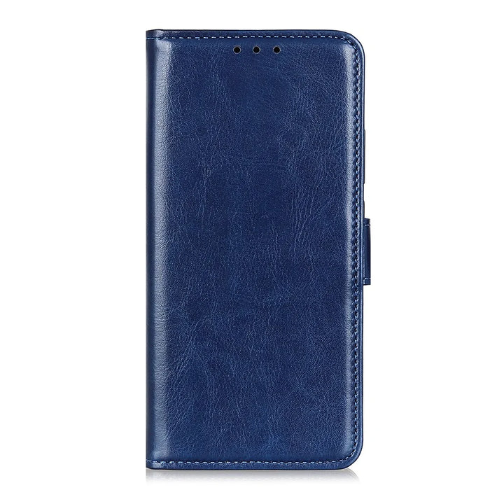 For Samsung Galaxy M52 5G Shockproof Crazy Horse Texture PU Leather Wallet Stand Case Folio Flip Magnetic Protective Cover - Blue - 2