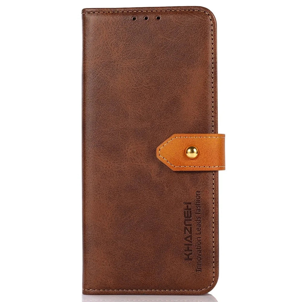 KHAZNEH For Samsung Galaxy M52 5G Magnetic Closure TPU+PU Leather Phone Case Wallet Stand Shockproof Phone Cover - Brown - 2