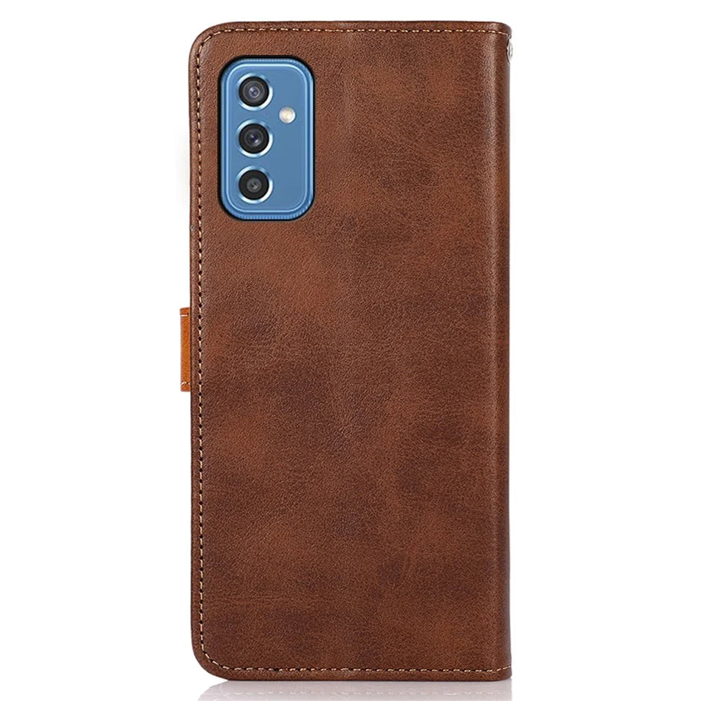 KHAZNEH For Samsung Galaxy M52 5G Magnetic Closure TPU+PU Leather Phone Case Wallet Stand Shockproof Phone Cover - Brown - 3