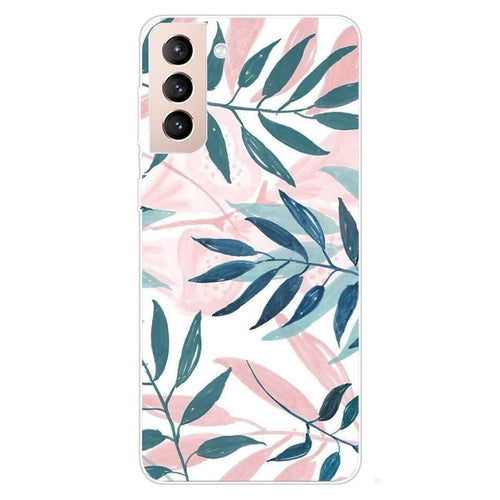 Full-Around Slim Soft Flexible TPU Pattern Printing Cover for Samsung Galaxy S22 5G - Leaves - 1