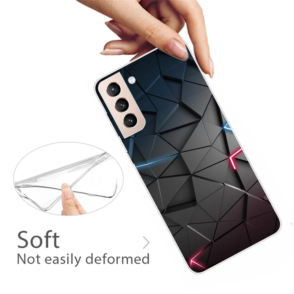 Pattern Printing Design Soft TPU Slim Anti-Scratch Back Case Cover for Samsung Galaxy S22 5G - Black Triangle - 2