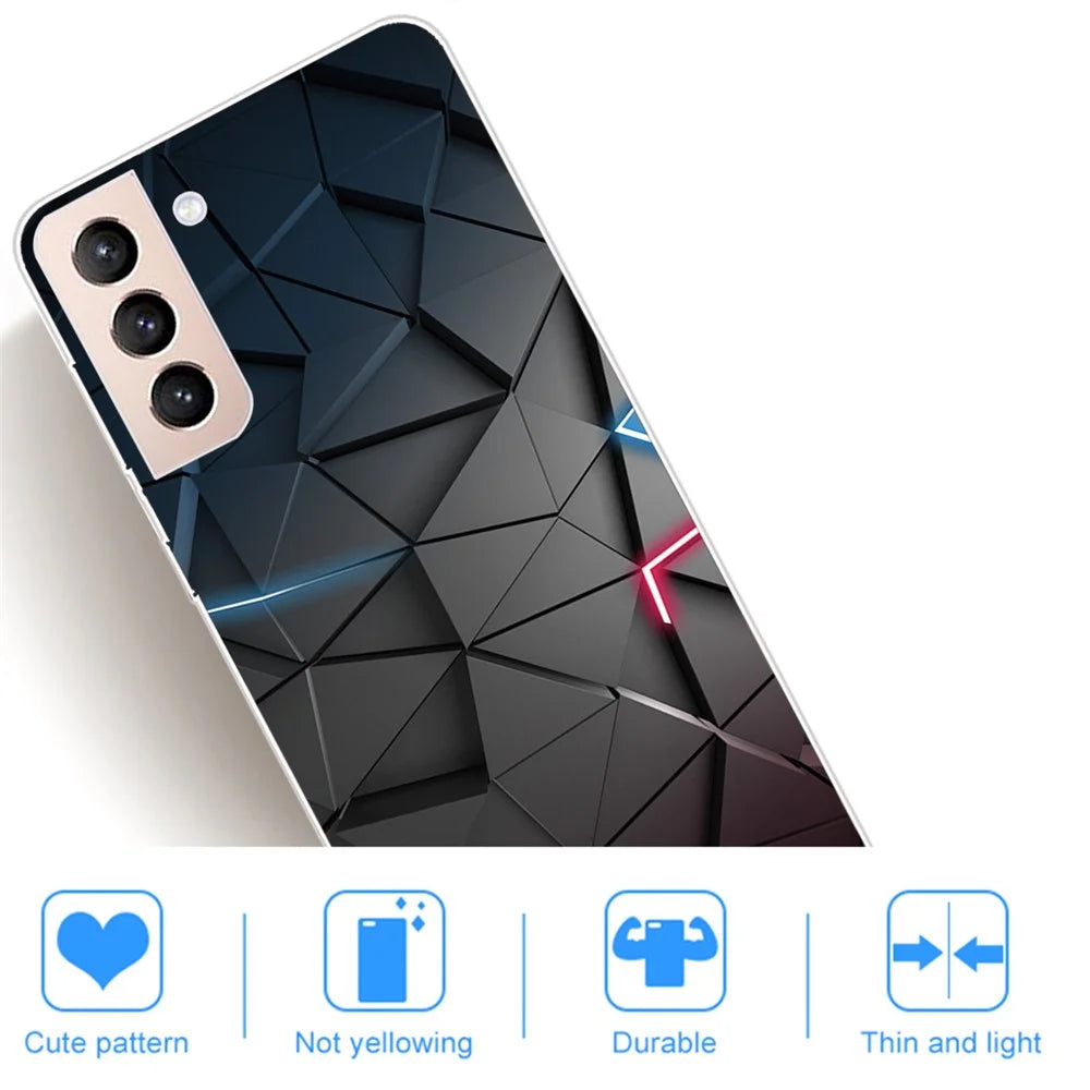 Pattern Printing Design Soft TPU Slim Anti-Scratch Back Case Cover for Samsung Galaxy S22 5G - Black Triangle - 3