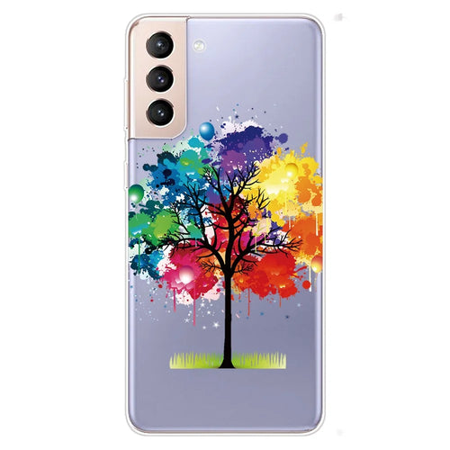 Pattern Printing Design IMD Scratch Resistant Soft TPU Protective Phone Case for Samsung Galaxy S22 5G - Colorful Tree - 1