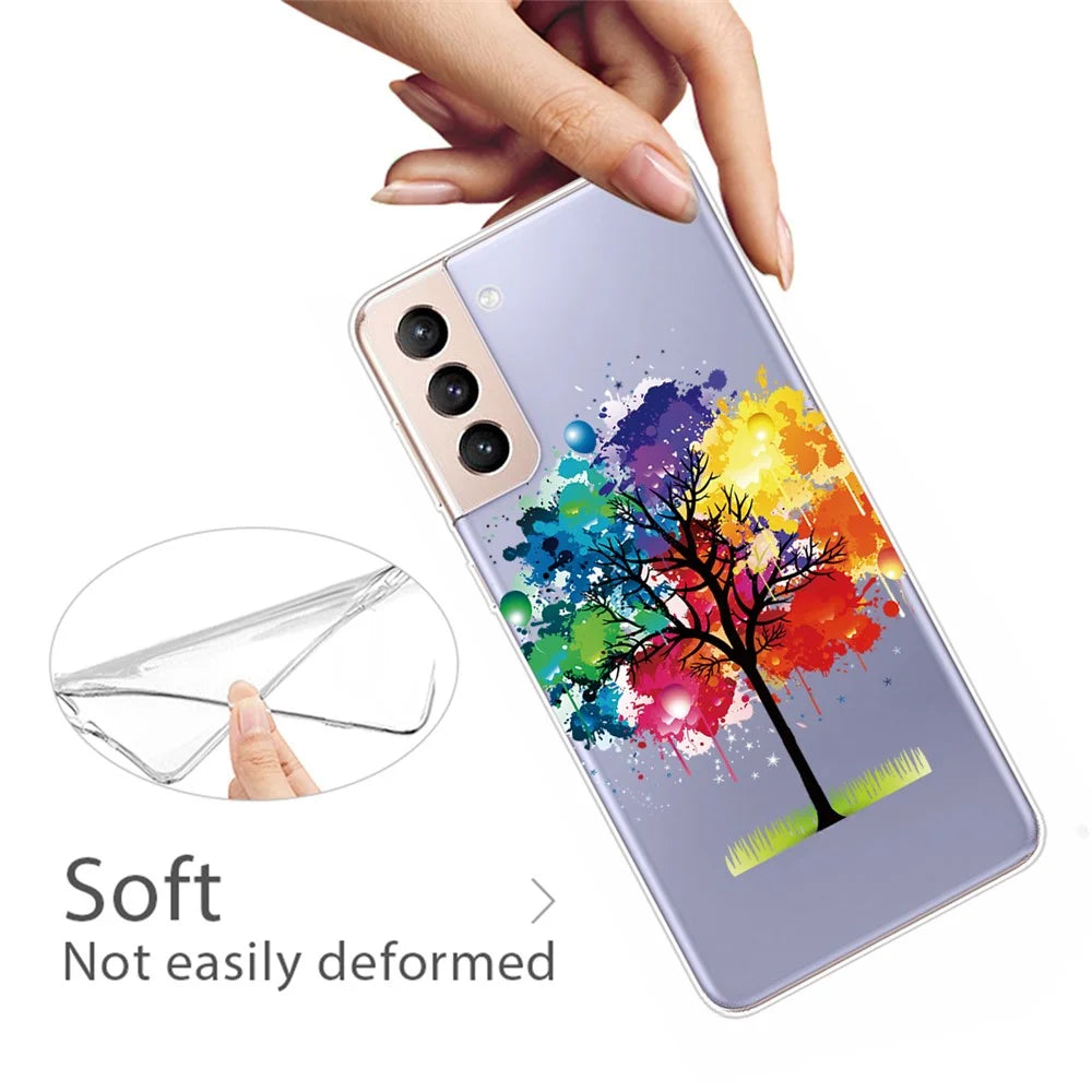 Pattern Printing Design IMD Scratch Resistant Soft TPU Protective Phone Case for Samsung Galaxy S22 5G - Colorful Tree - 2