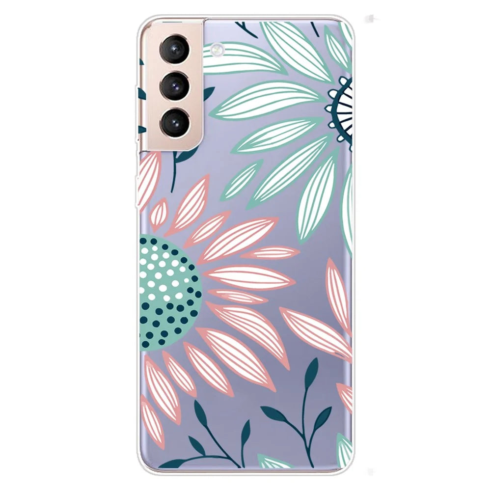 IMD Pattern Printing Soft Flexible TPU Shockproof Protective Phone  Case for Samsung Galaxy S22 5G - Sunflower - 1