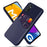 PU Leather + PC Hybrid Case Cloth Texture Phone Cover with Card Holder for Samsung Galaxy M52 5G - Blue - 1