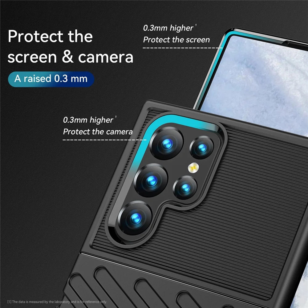 Thunder Series Twill Design Anti-Scratch Anti-Fingerprint Flexible TPU Phone Case Shell for Samsung Galaxy S22 Ultra 5G - Black - 4