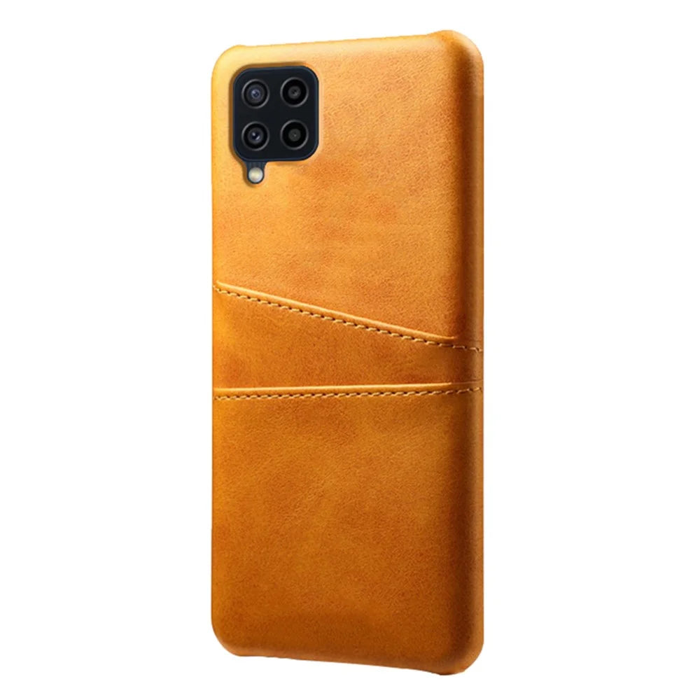 Two Card Slots Design Durable PU Leather Coated PC Phone Case Phone Cover for Samsung Galaxy F22 / M22 4G / M32 4G (Global Version) - Orange - 2