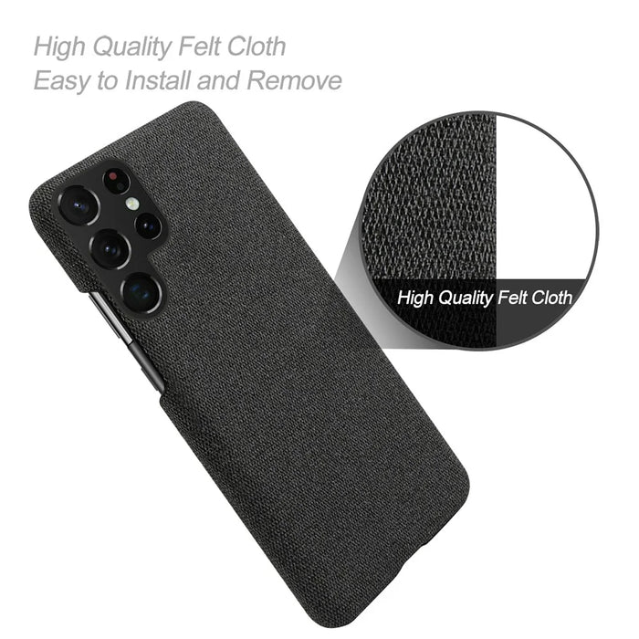 For Samsung Galaxy S22 Ultra 5G Phone Back Shell Quality Cloth Coated Plastic Phone Case - Black - 2