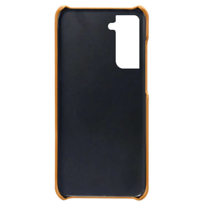 Smooth PU Leather Surface Coated PC Phone Case Phone Cover for Samsung Galaxy S22 5G - Orange - 4