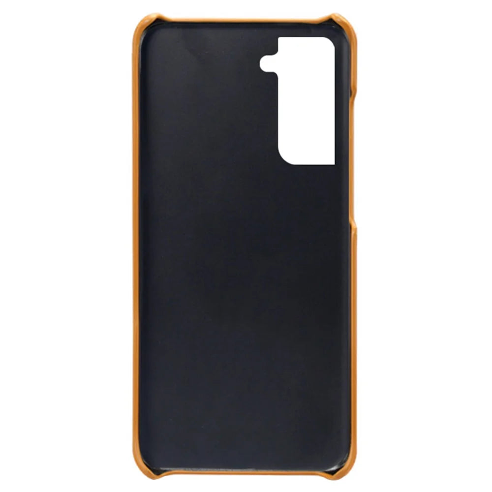 For Samsung Galaxy S22+ 5G Durable Phone Shell PU Leather Coated PC Phone Back Case - Orange - 4