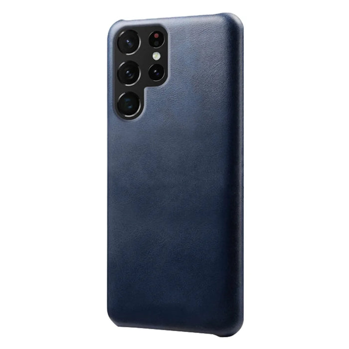 Scratch Resistant PU Leather Coated PC Phone Case Phone Cover for Samsung Galaxy S22 Ultra 5G - Blue - 1