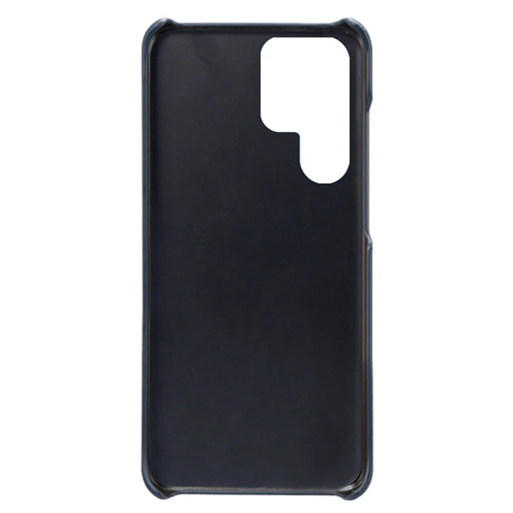 Scratch Resistant PU Leather Coated PC Phone Case Phone Cover for Samsung Galaxy S22 Ultra 5G - Blue - 4