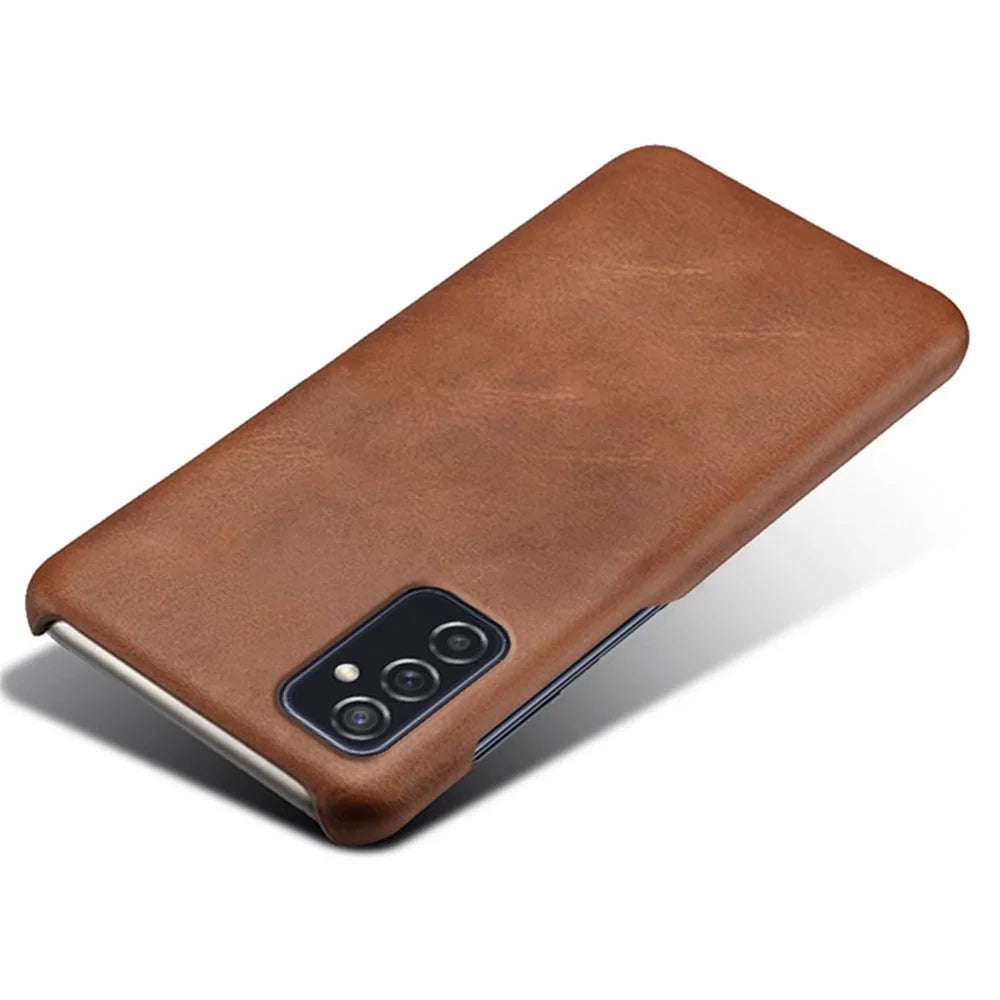 Durable Plastic+PU Leather Phone Case Phone Cover for Samsung Galaxy M52 5G - Brown - 3