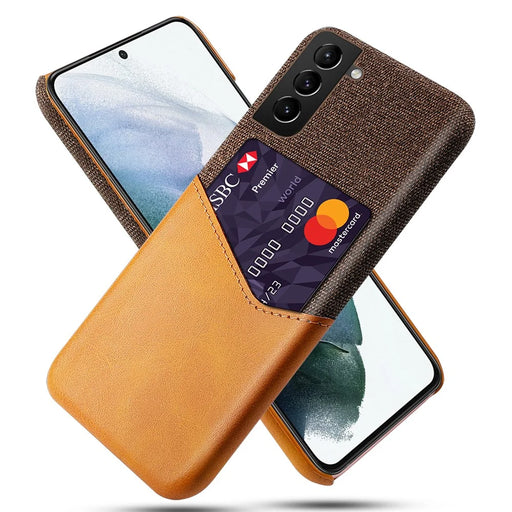 Cloth Texture Hybrid Shockproof Back Phone Case Cover with One Card Slot for Samsung Galaxy S22 5G - Orange - 1