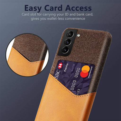 Cloth Texture Hybrid Shockproof Back Phone Case Cover with One Card Slot for Samsung Galaxy S22 5G - Orange - 2