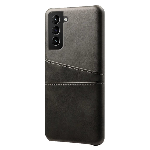 PU Leather + PC Dual Back Card Slots Design Shockproof Stylish Hard Cover Shell for Samsung Galaxy S22 5G - Black - 2