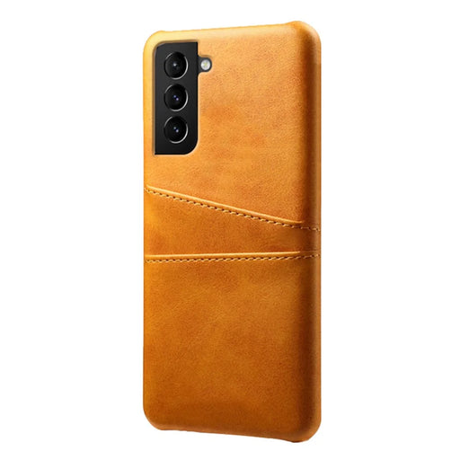 Well-Protected Scratch-Resistant PU Leather + PC Combo Dual Back Card Slots Design Hard Cover for Samsung Galaxy S22+ 5G - Orange - 2