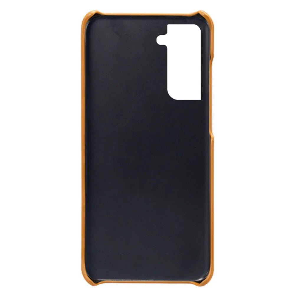Well-Protected Scratch-Resistant PU Leather + PC Combo Dual Back Card Slots Design Hard Cover for Samsung Galaxy S22+ 5G - Orange - 4