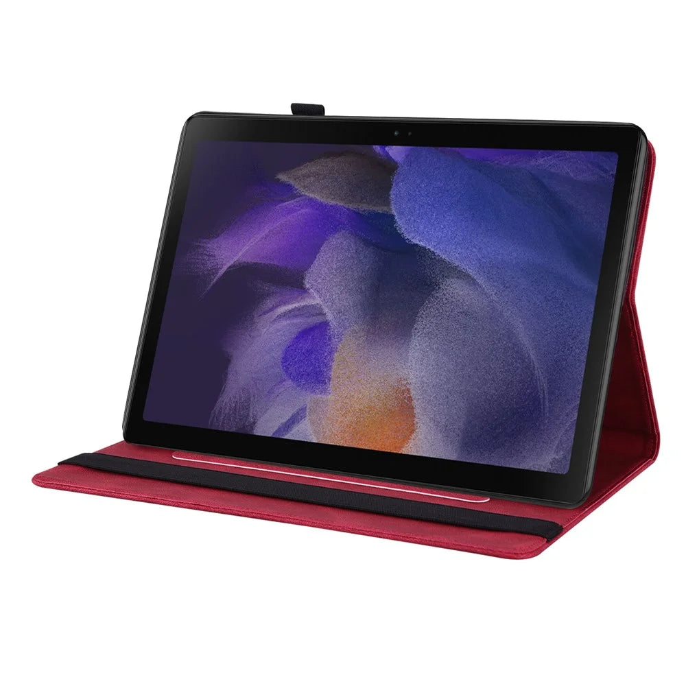 PU Leather Stand Butterfly Flower Imprinted Premium Flip Protective Case with Card Slots and Elastic Band for Samsung Galaxy Tab A8 10.5'' 2021 - Red - 5