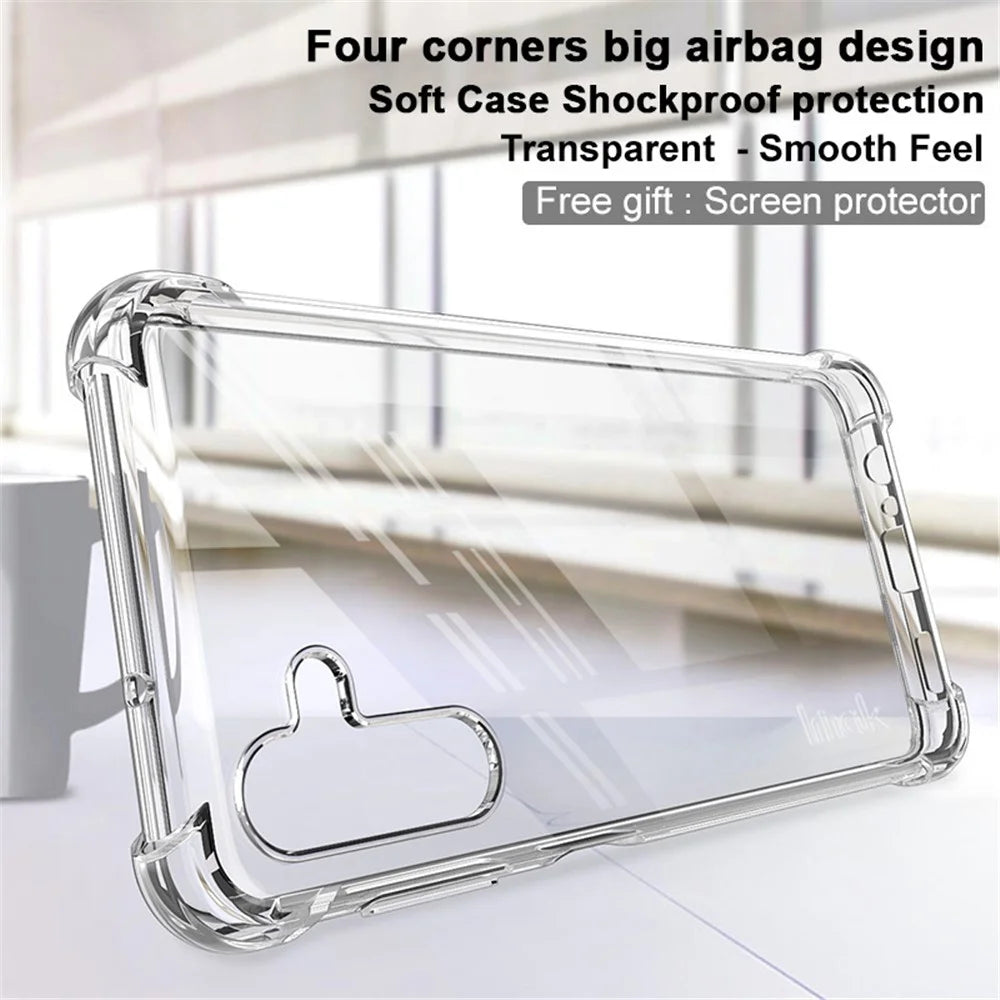 IMAK Corner Airbags Anti-Fall TPU Soft Well-Protected Phone Case with Screen Protector for Samsung Galaxy A13 5G / A04s 4G (164.7mm) - Transparent - 2