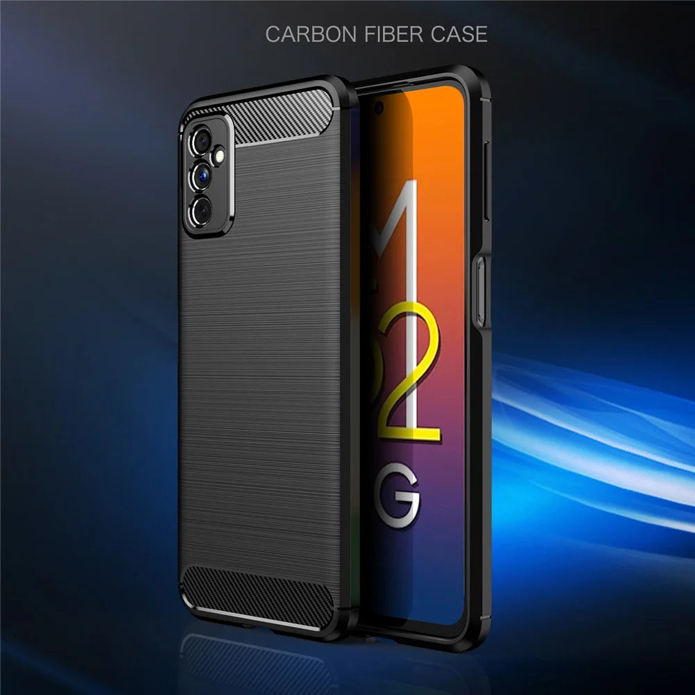 Carbon Fiber Brushed Texture Anti-Scratch Shockproof Soft TPU Non-Slip Phone Cover for Samsung Galaxy M52 5G - Black - 2