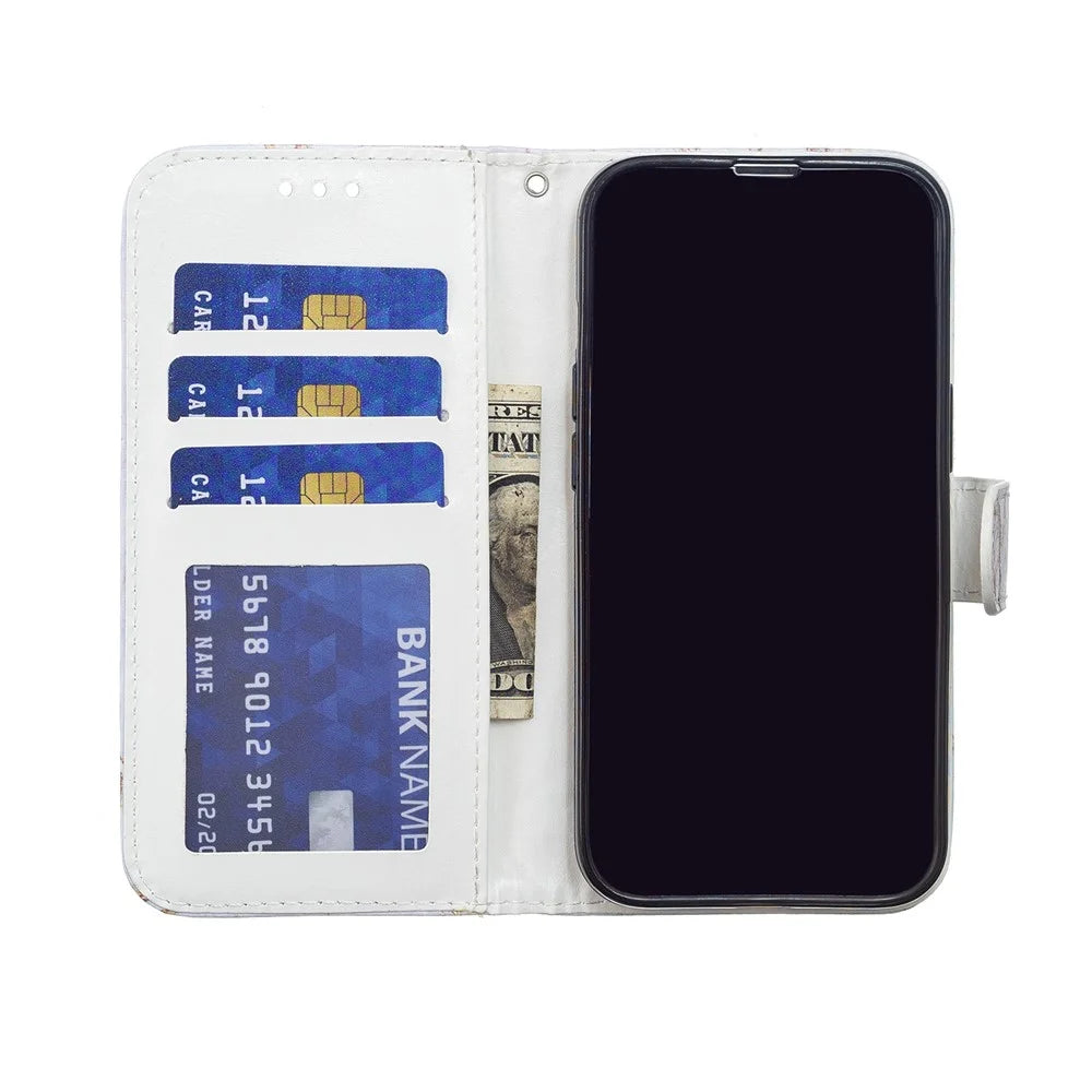 Stand Bookstyle Pattern Printing PU Leather Wallet Magnetic Flip Folio Cover with Wrist Strap for Samsung Galaxy S22 5G - Wolf - 5