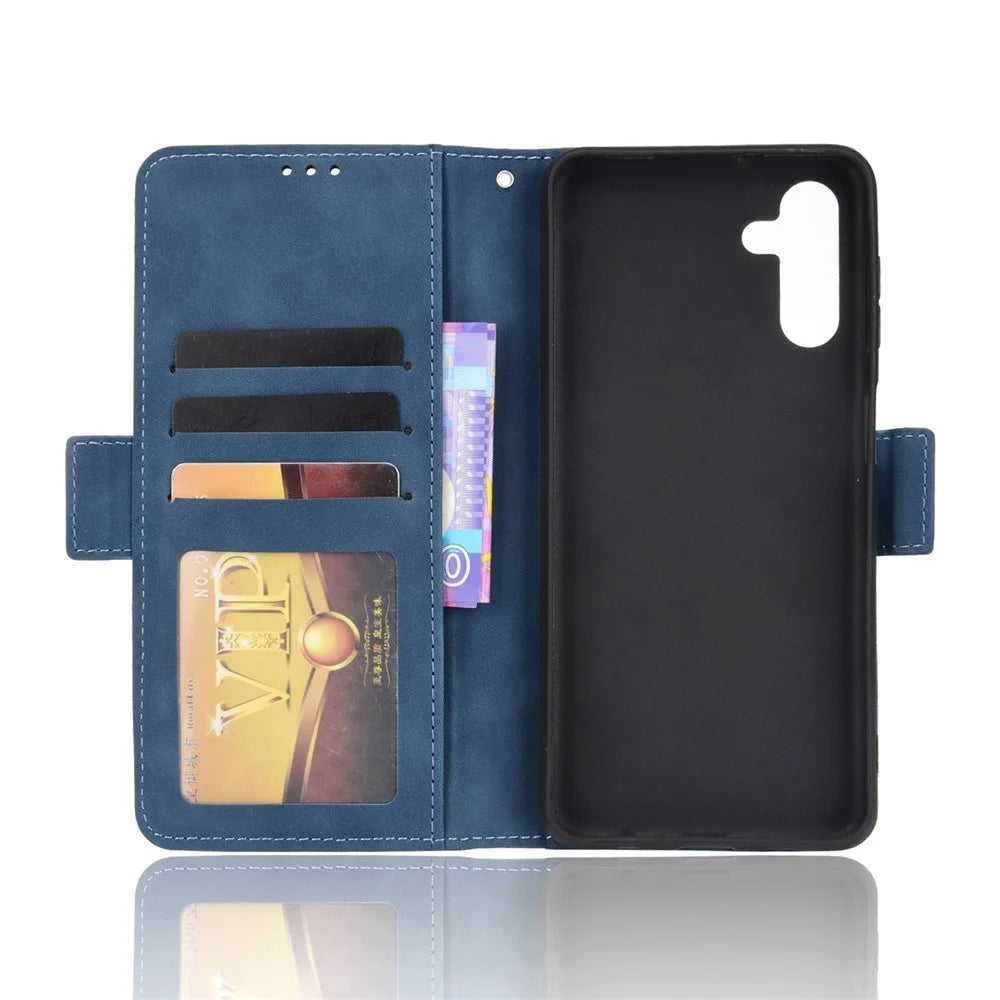 Magnetic Closure Flip Phone Case Multiple Card Slot Design PU Leather Wallet Phone Cover for Samsung Galaxy A13 5G / A04s 4G (164.7mm) - Blue - 6