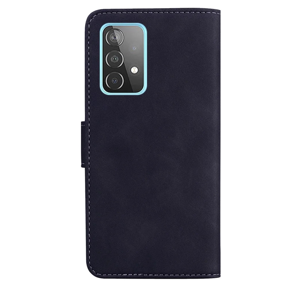 Skin-touch Big Butterfly Printing Phone Shockproof Anti-drop Cover PU Leather Case with Wallet Stand for Samsung Galaxy A52 5G/A52 4G/A52s 5G - Black - 3