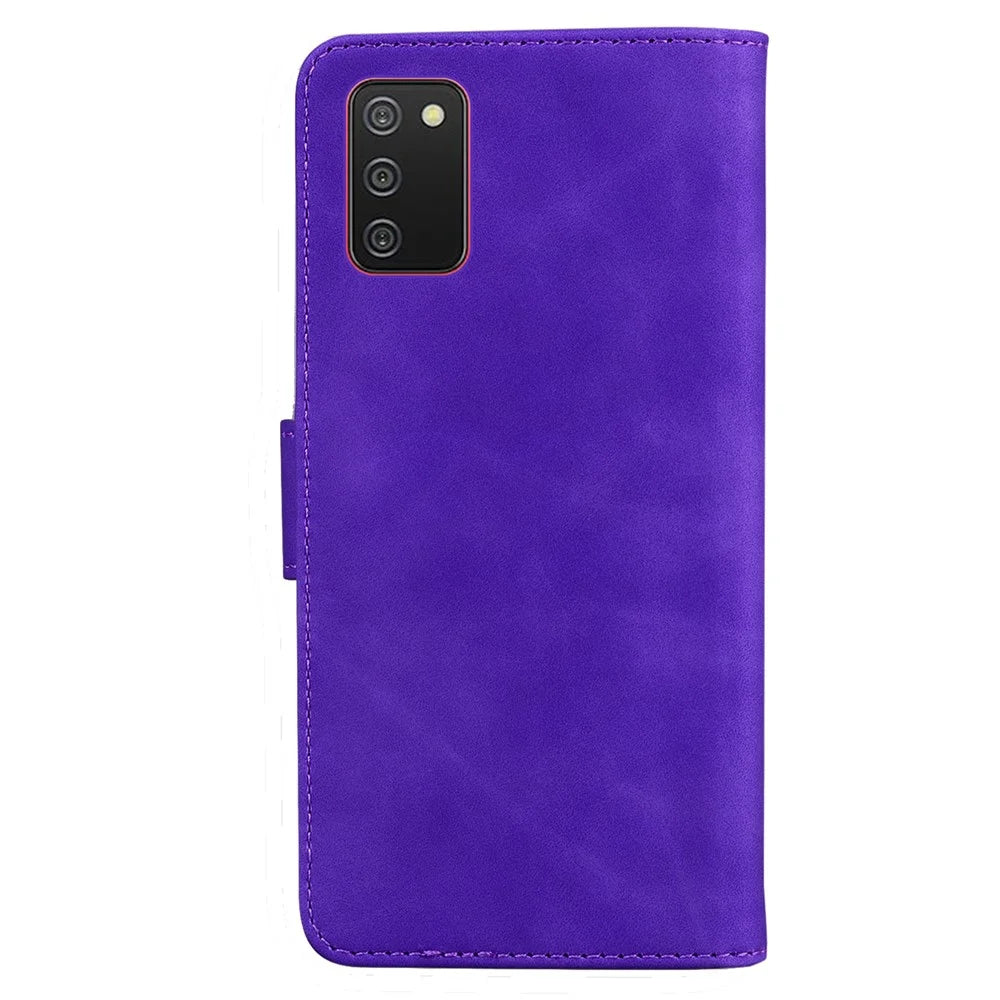 Magnetic Clasp Big Butterfly Pattern Printing Skin-touch PU Leather Phone Cover Shell with Stand Wallet for Samsung Galaxy A03s (166.5mm) - Purple - 3