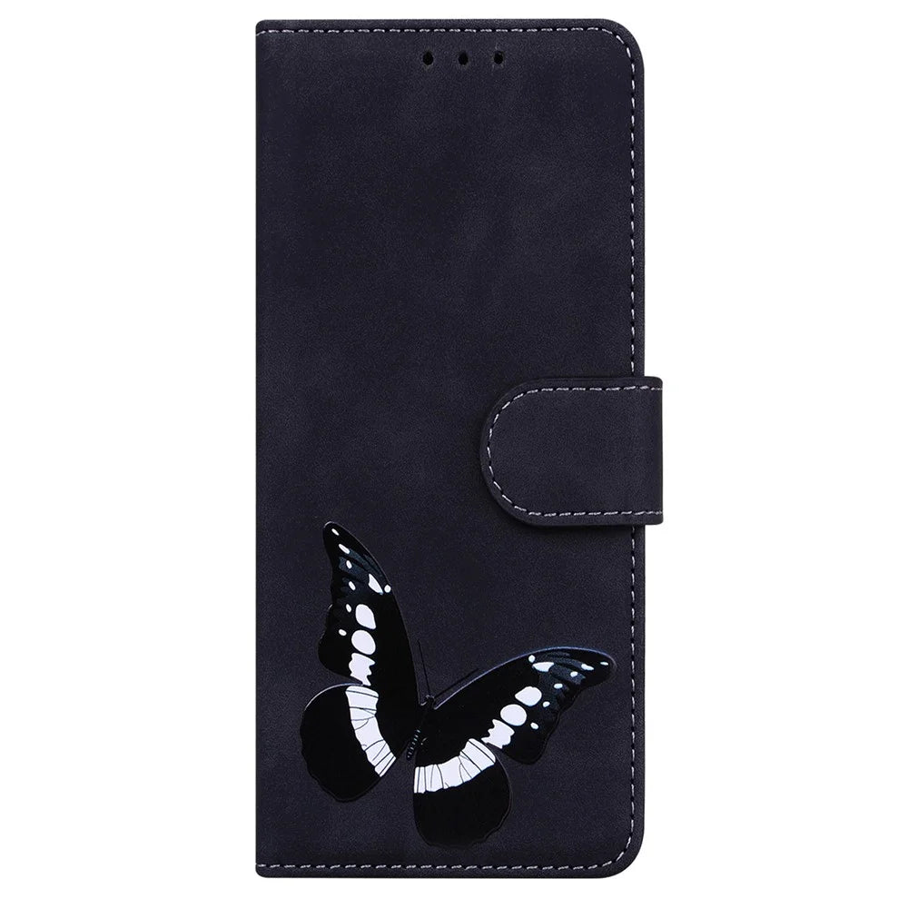 Big Butterfly Pattern Printing Skin-touch PU Leather Stand Wallet Phone Cover Shell for Samsung Galaxy A03s (164.2mm) - Black - 2