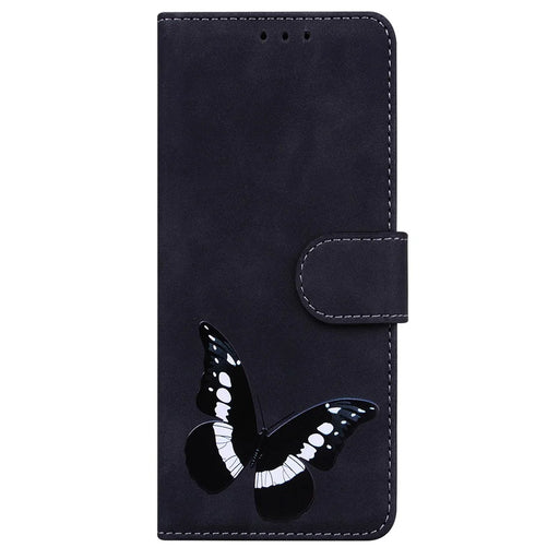 Big Butterfly Pattern Printing Skin-touch PU Leather Stand Wallet Phone Cover Shell for Samsung Galaxy A03s (164.2mm) - Black - 2