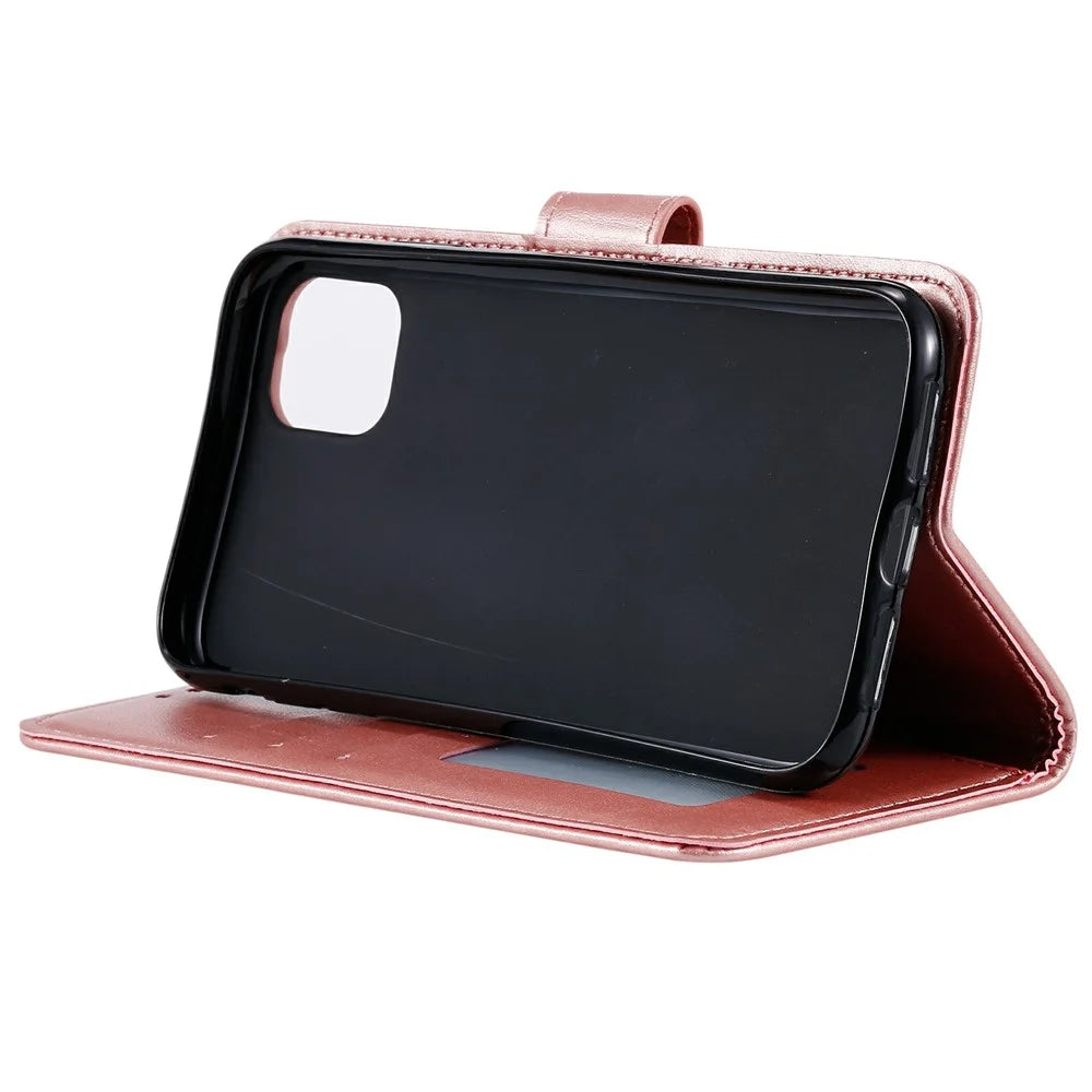 Imprint Totem Mandala Wallet PU Leather Stand Phone Case with Strap for Samsung Galaxy A03 (166.5mm) - Rose Gold - 5