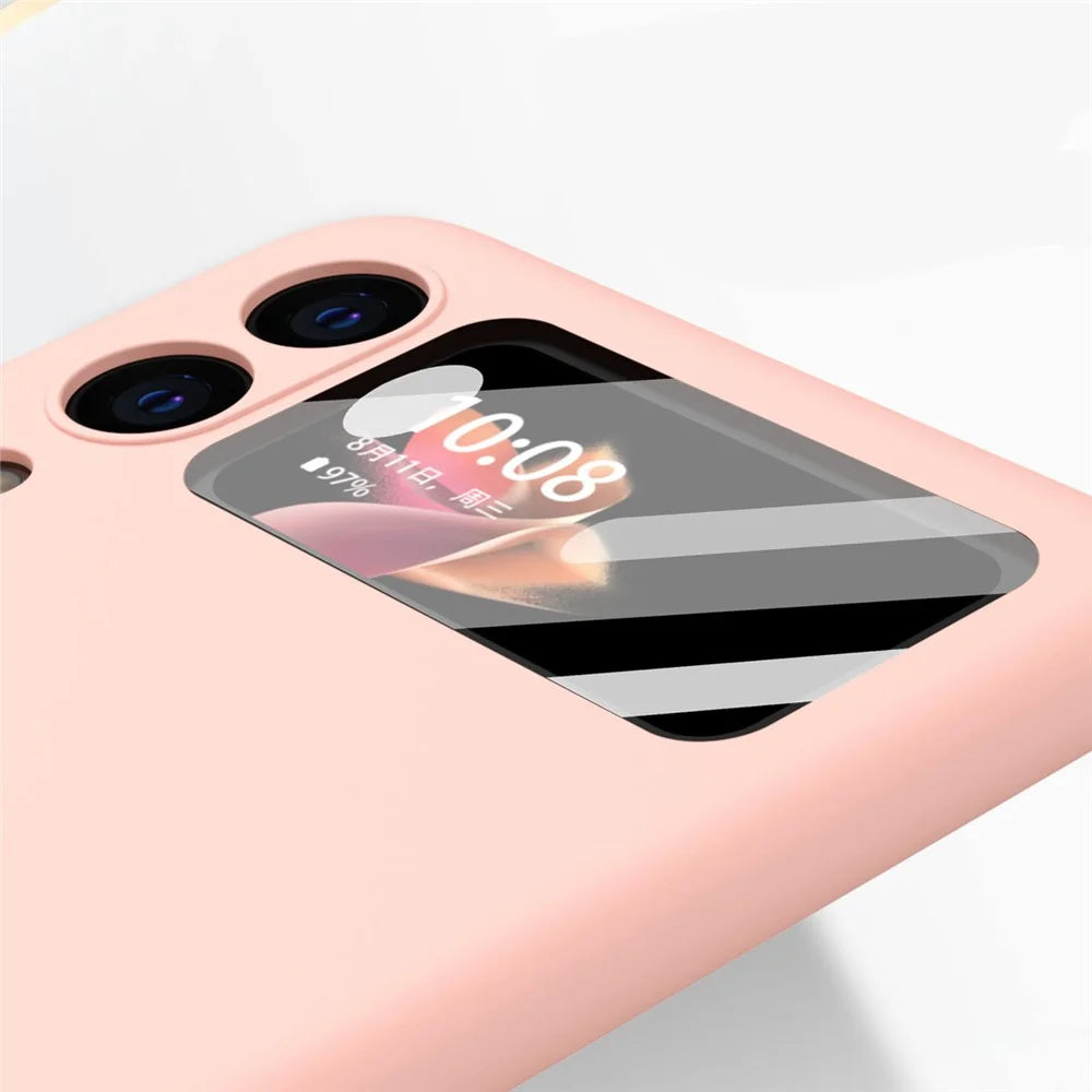Anti-Drop PU Leather Coated Hard PC Back Phone Case with Tempered Glass Screen Protector for Samsung Galaxy Z Flip3 5G - Purple - 5