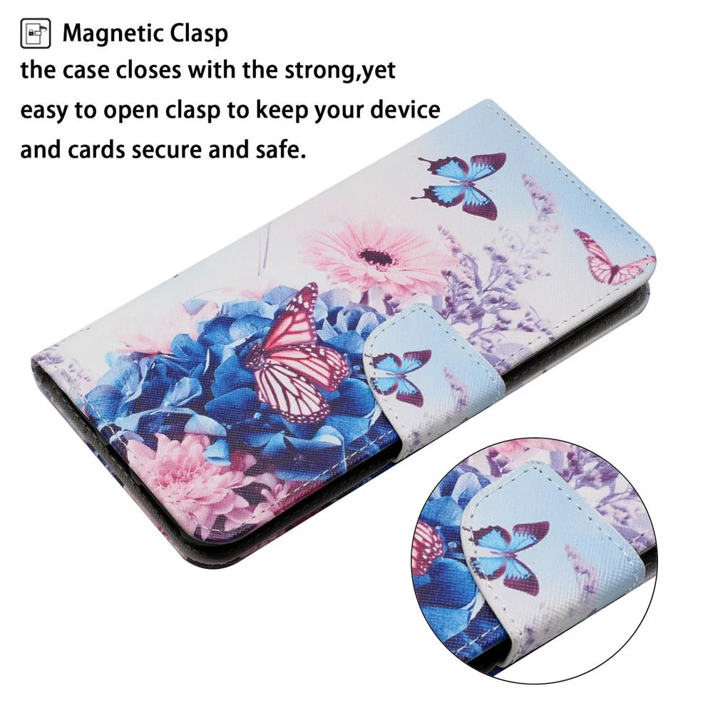 Cross Texture Pattern Printing All-round Protection Leather Phone Case Stand Wallet Shell with Hand Strap for Samsung Galaxy S22+ 5G - Purple Butterfly - 6