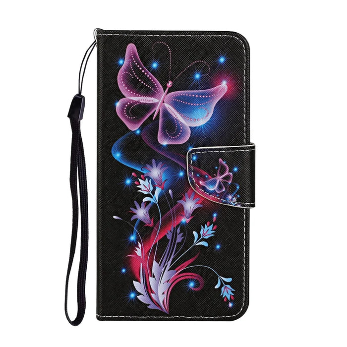 Pattern Printing Magnetic Clasp Closure Leather Phone Cover Protector with Stand Wallet for Samsung Galaxy S22+ 5G - Shimmering Butterfly - 2