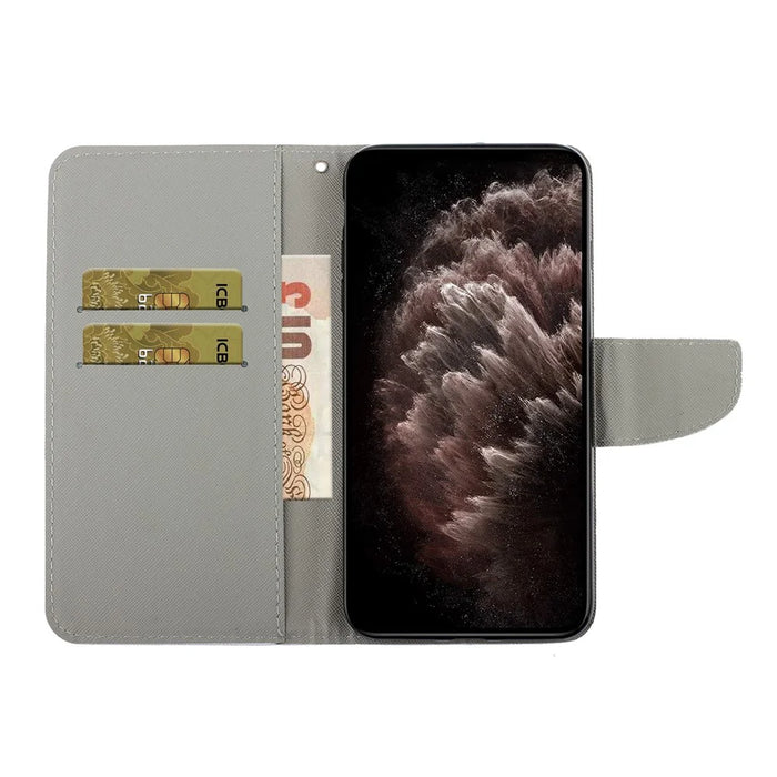 Pattern Printing Magnetic Clasp Closure Leather Phone Cover Protector with Stand Wallet for Samsung Galaxy S22+ 5G - Shimmering Butterfly - 5